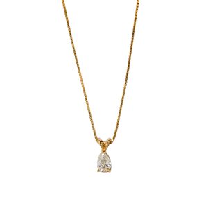 Pear Shaped Diamond Necklace in 14K/18K Yellow Gold
