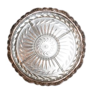 Victorian Style Lazy Susan Silver Plate with Glass Insert