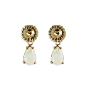 Opal Dangle Earrings in 14K Yellow Gold
