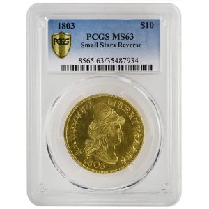 1803 $10 Draped Bust, PCGS MS63, Small Stars Reverse