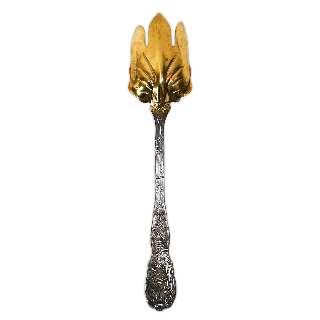 Chrysanthemum by Tiffany & Co Gold Washed/Sterling Silver Salad Serving Set, No Monogram - Image 2