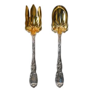 Chrysanthemum by Tiffany & Co Gold Washed/Sterling Silver Salad Serving Set, No Monogram
