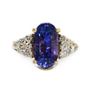 14k Yellow Gold Sapphire & Diamond Ring