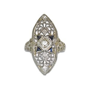 Art Deco Spinel and Diamond Ring