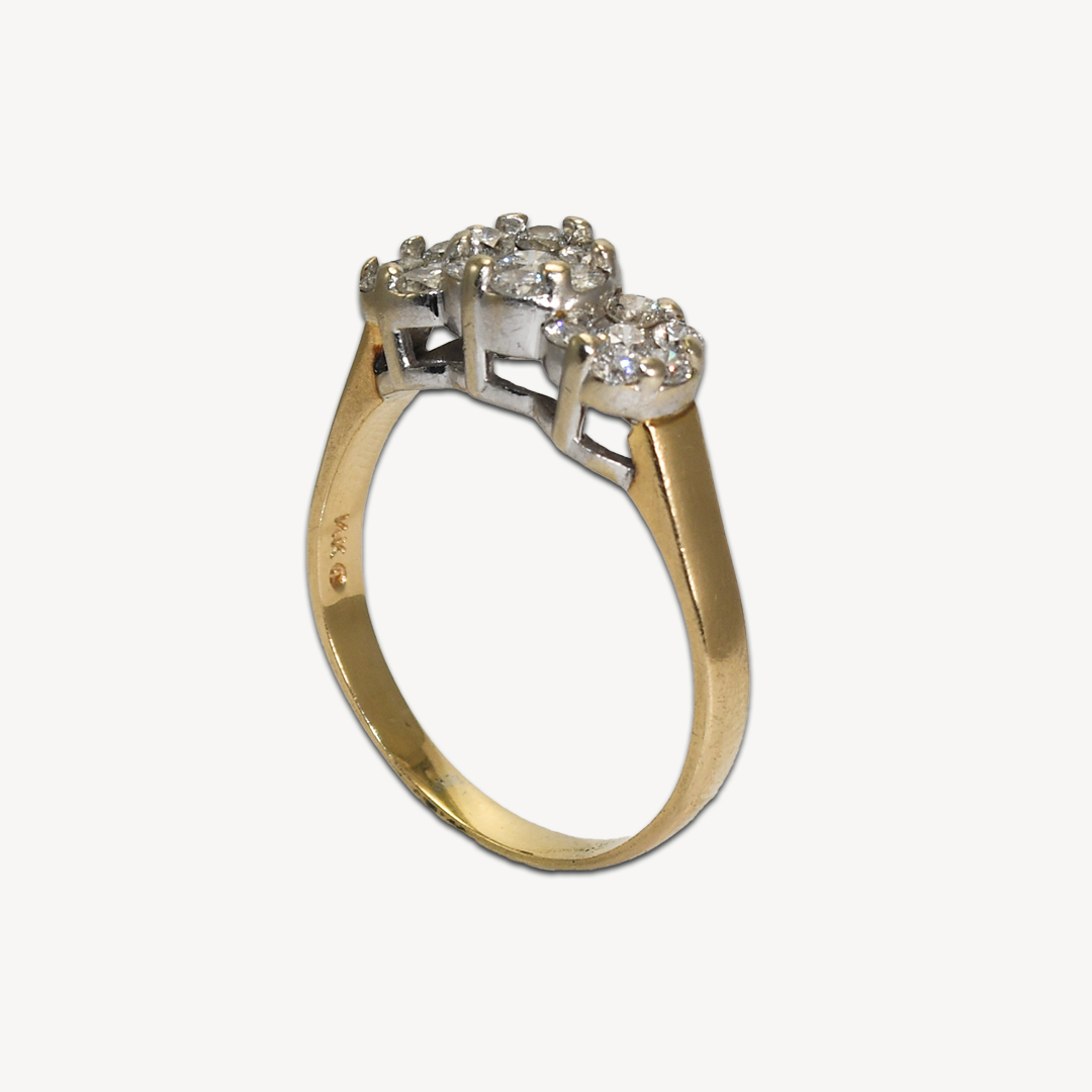 14K Yellow Gold Diamond Estate Cluster Ring - Image 7