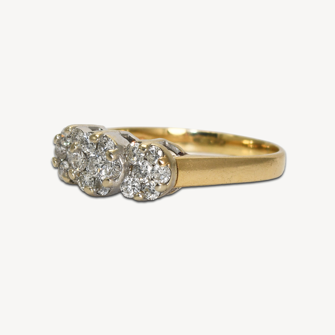 14K Yellow Gold Diamond Estate Cluster Ring - Image 6