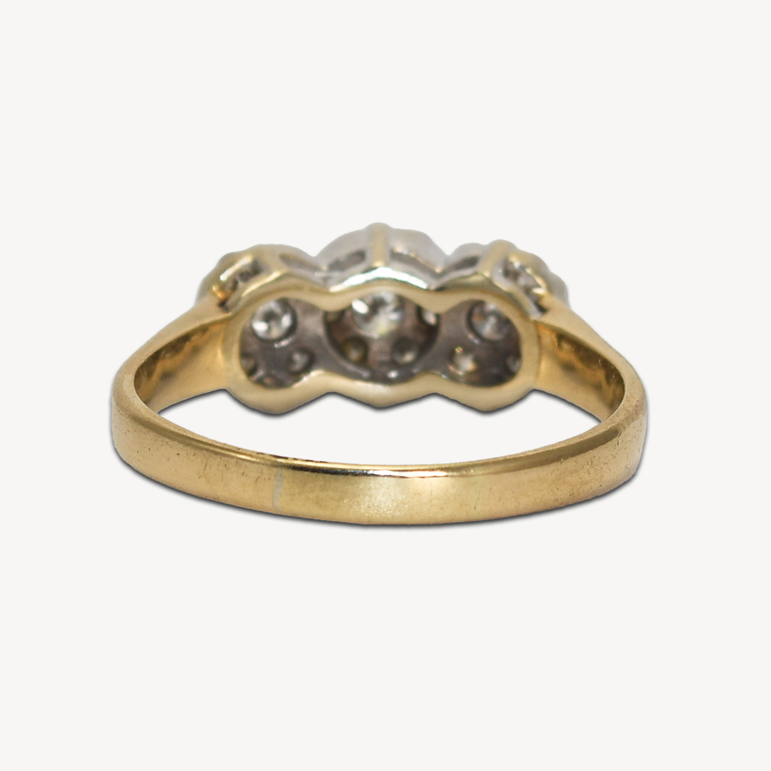14K Yellow Gold Diamond Estate Cluster Ring - Image 4