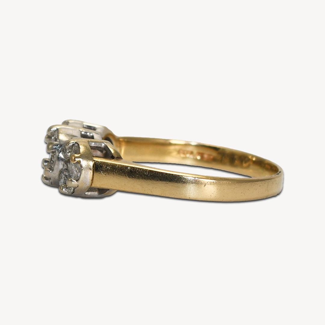 14K Yellow Gold Diamond Estate Cluster Ring - Image 5