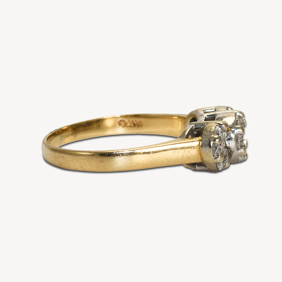 14K Yellow Gold Diamond Estate Cluster Ring - Image 3
