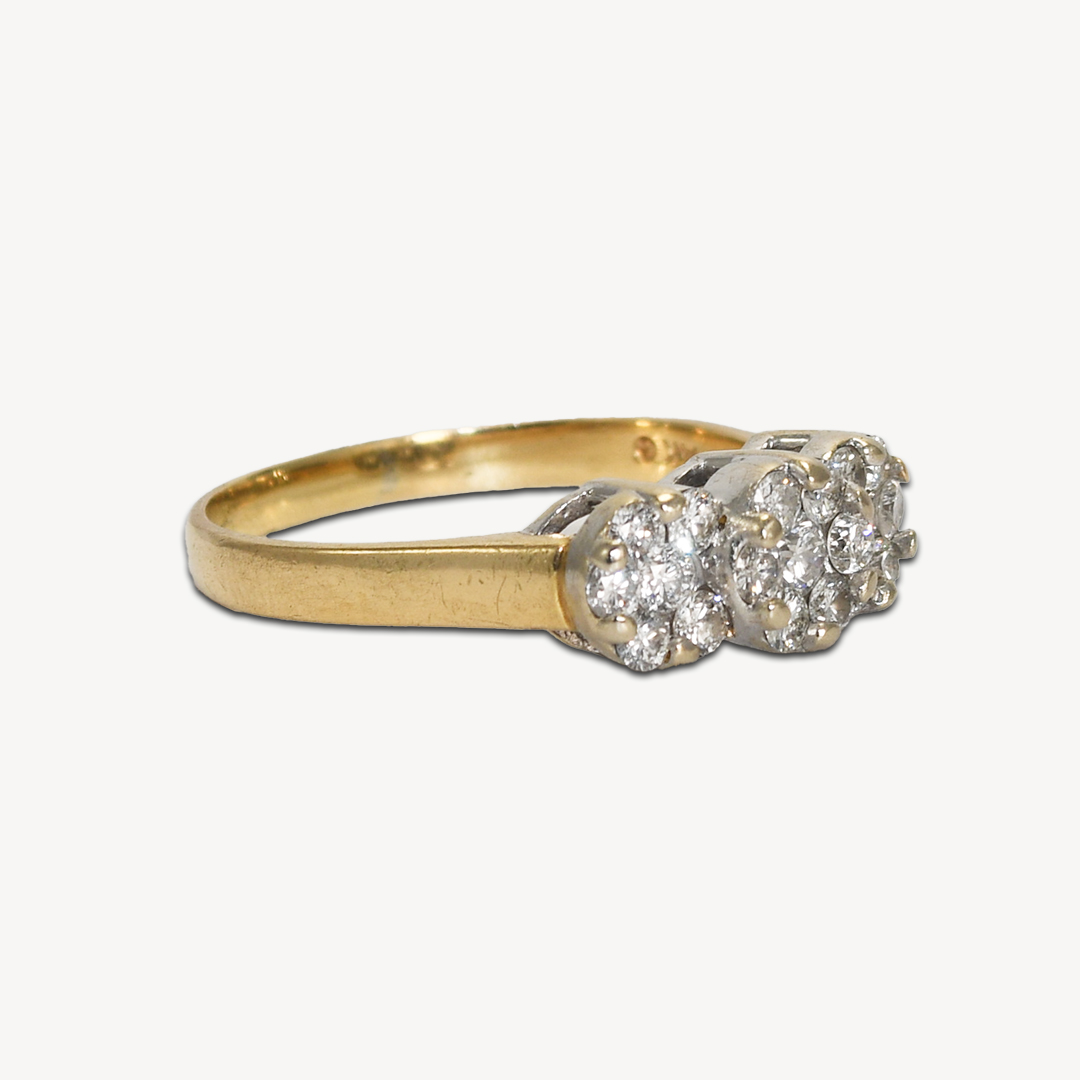 14K Yellow Gold Diamond Estate Cluster Ring - Image 2