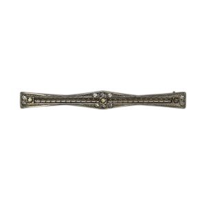 Sterling Silver Art Deco Pin Brooch Cubic Zirconia Stamped