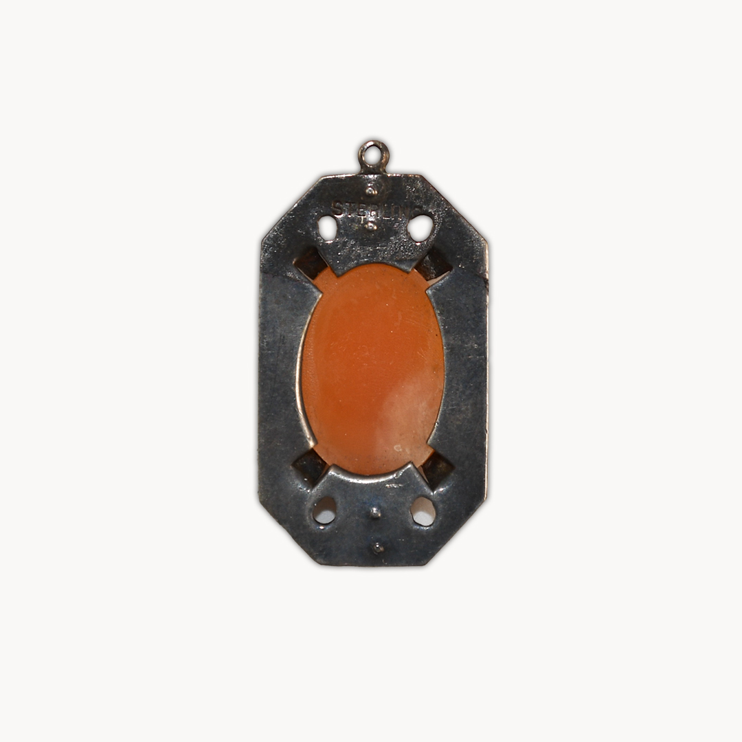 Sterling Silver Art Deco Small Cameo Shell Pendant Marcasite - Tangible ...