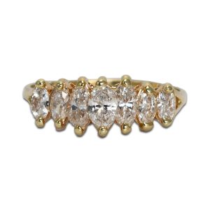 14K Yellow Gold Marquise Diamond Cluster Ring 1.00 ct TDW - Size 8.5