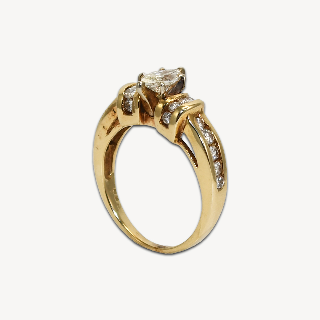 Marquise Diamond Engagement Ring in 14K Yellow Gold
