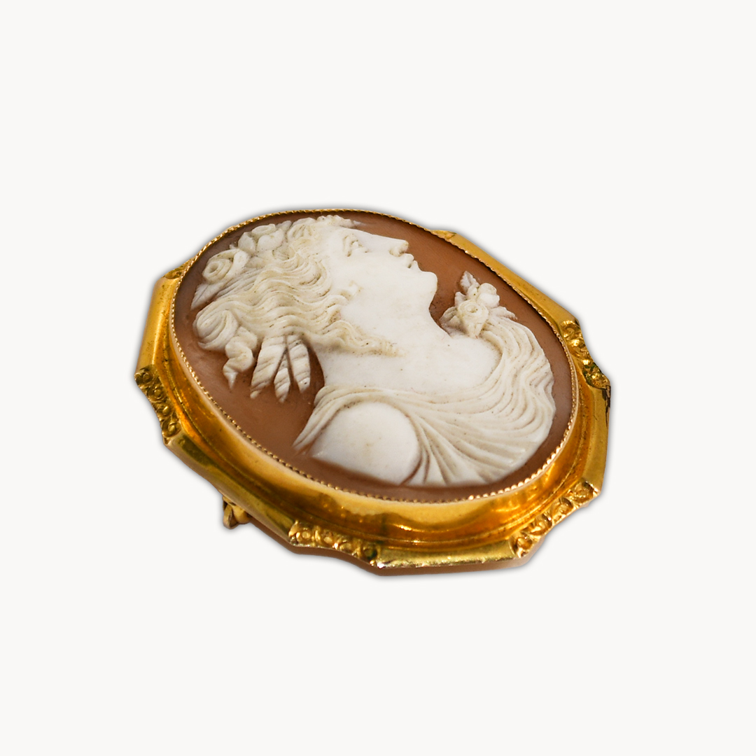 18K Yellow Gold Cameo Brooch or Pendant - Image 4