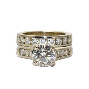 14K White Gold 3.20 ct Moissanite Wedding Ring Set - Size 7