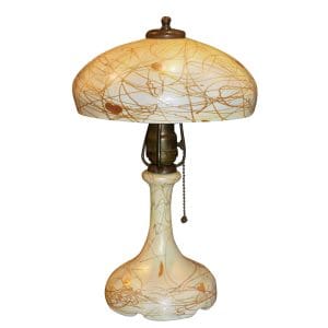 Steuben Art Glass Lamp with Hearts and Vines