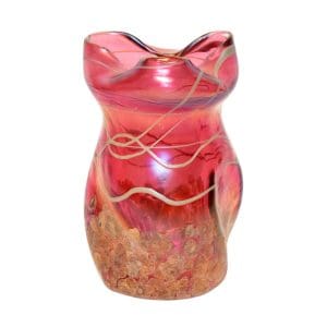 Loetz-Style Oil-Spot Red Small Glass Vase