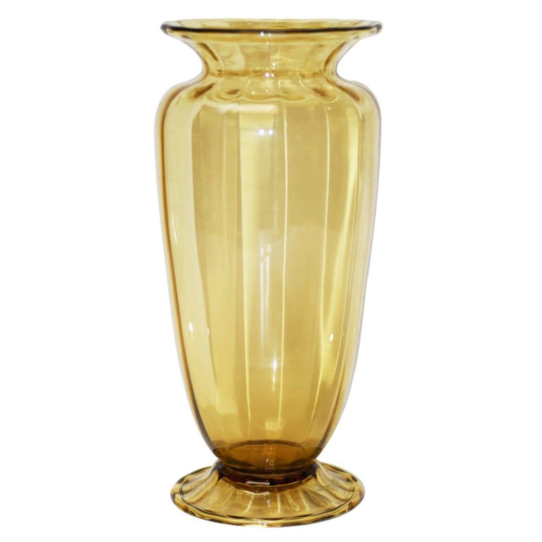 Steuben Olive Green Glass Urn Vase
