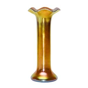 Steuben Gold Aurene Glass Ruffled Trumpet Vase