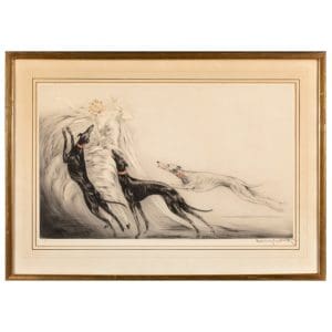 Louis Icart Etching, Coursing II