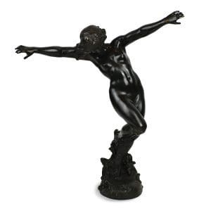 Dancing Nude Bacchante, Circa 1905, By Carl Binder Sculpture