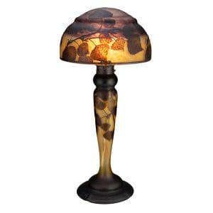 Daum Overlaid and Acid-Etched Glass Poplar Table Lamp, circa 1910