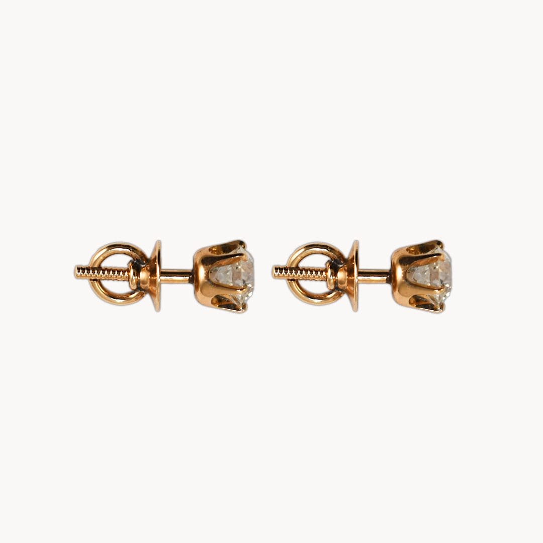 14k Yellow Gold Diamond Stud Earrings 1.00tdw - Image 2