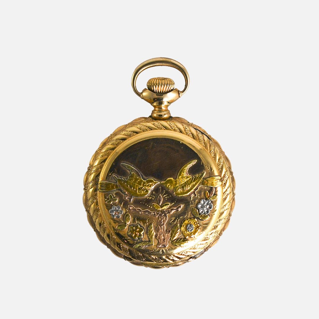 Muti-Tone Gold Elgin Antique Pocket Watch 1.5'' Diameter - Image 3