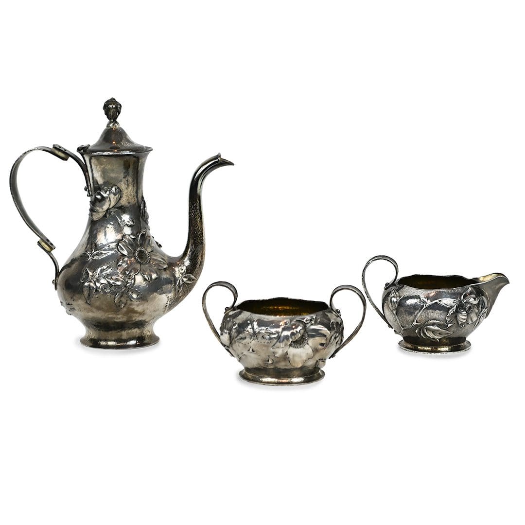 Sterling Three-piece Tea Pot, Creamer & Sugar Bowl