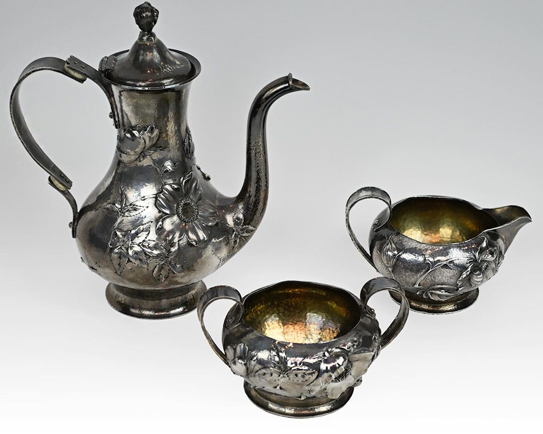 Sterling Three-piece Tea Pot, Creamer & Sugar Bowl, 25.72 ozt - Image 7