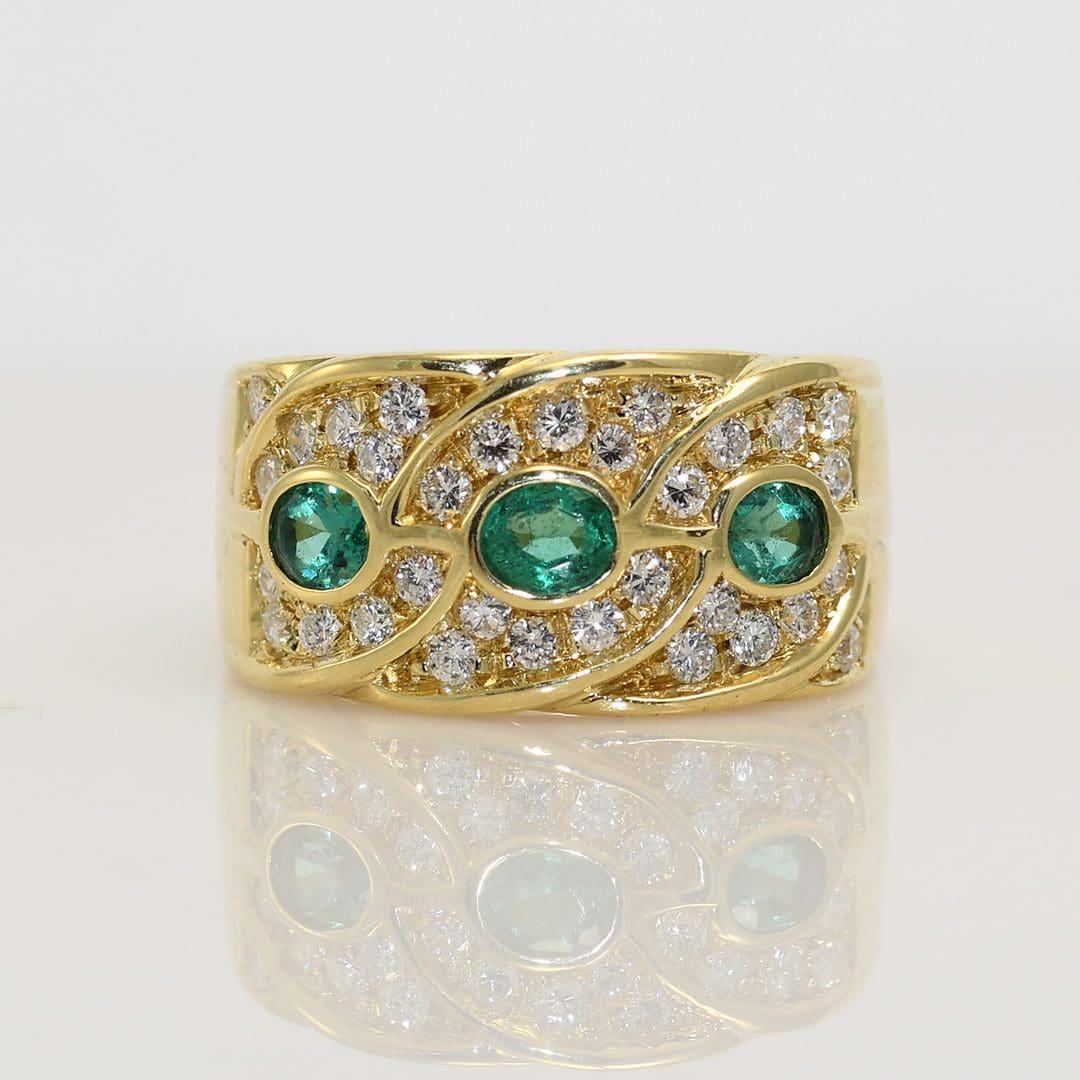 14K Yellow Gold Emerald & Diamond Ring .50tdw, 9.6g - Image 7