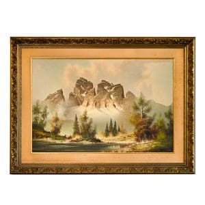 Martin Wijmer, Landscape Misty Peaks, Oil on Canvas