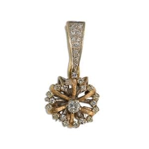 Diamond Flower Pendant in 14K Two-Tone Gold