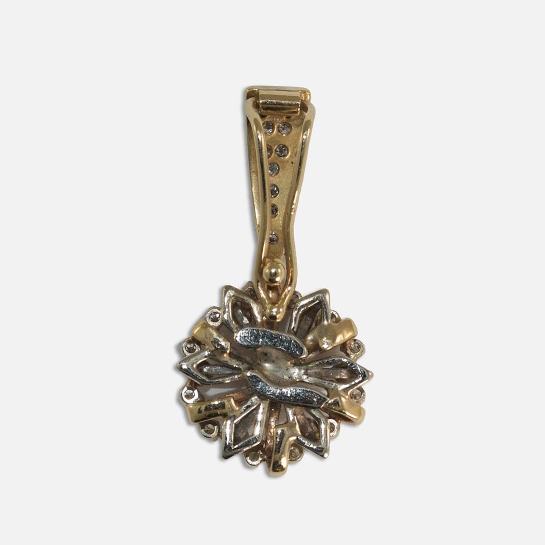 14K Two-Tone Diamond Flower Pendant 0.50ct - Image 2