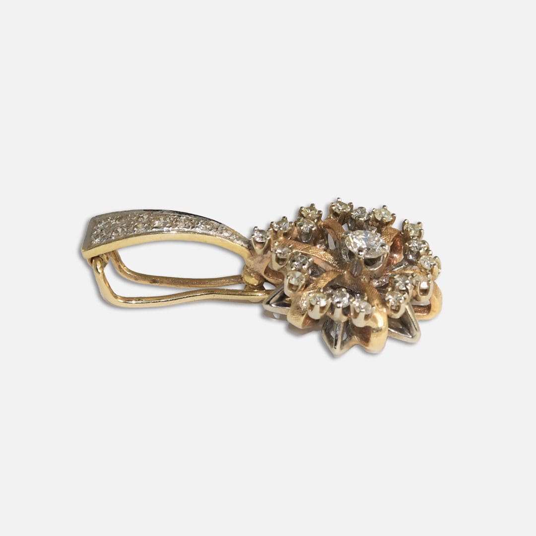 14K Two-Tone Diamond Flower Pendant 0.50ct - Image 4