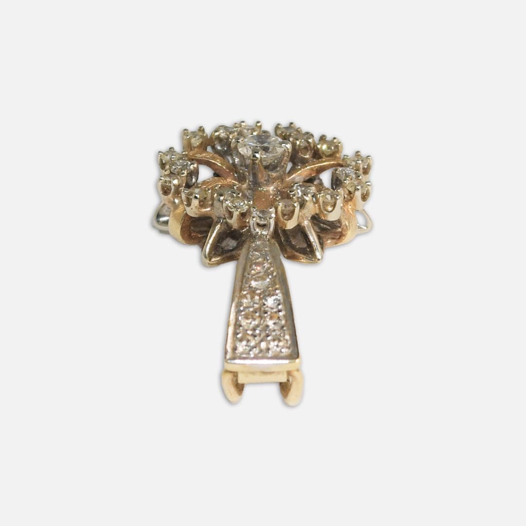 14K Two-Tone Diamond Flower Pendant 0.50ct - Image 5