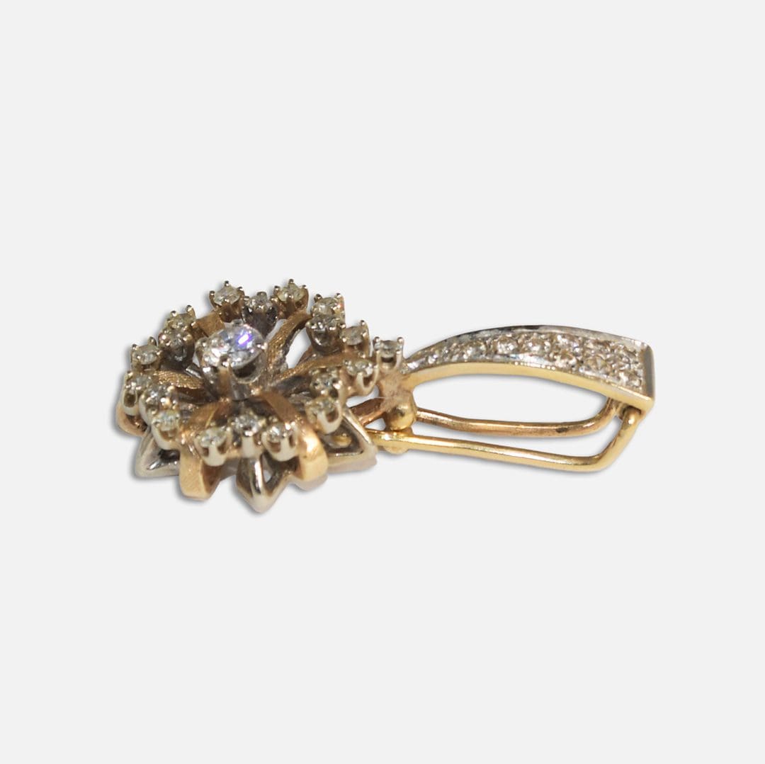 14K Two-Tone Diamond Flower Pendant 0.50ct - Image 6