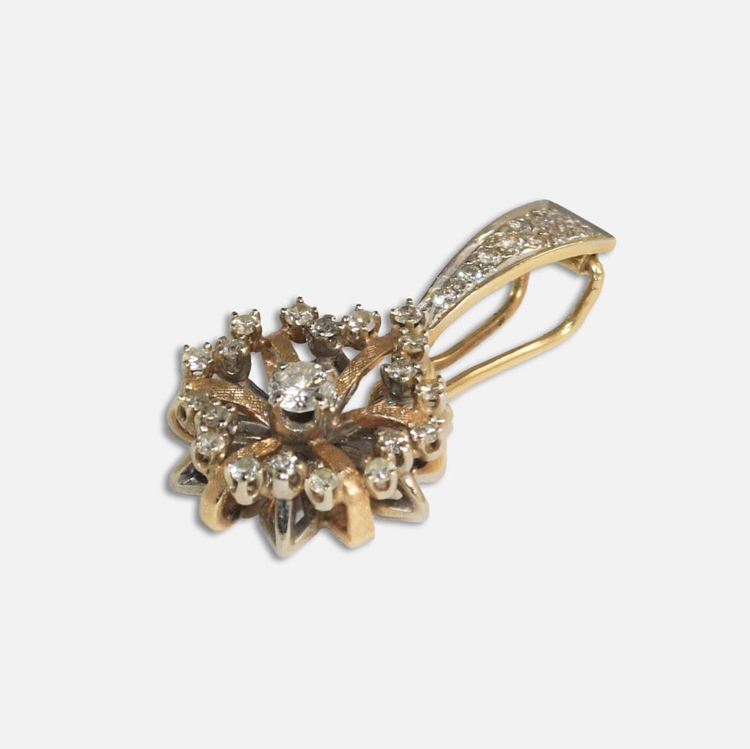 14K Two-Tone Diamond Flower Pendant 0.50ct - Image 7