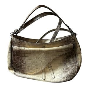 DIOR LARGE SOFT SADDLE WHITE HIMALAYAN crocodile HANDBAG