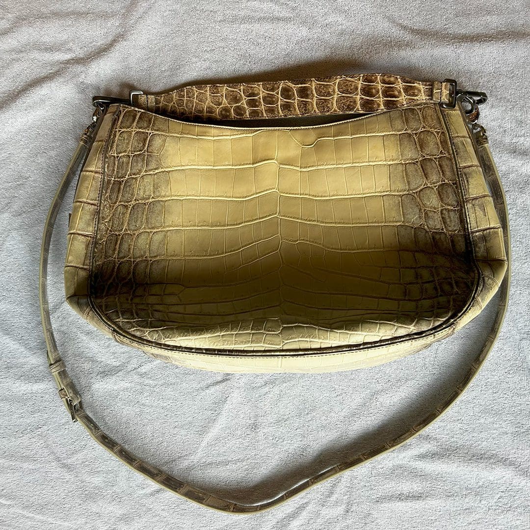DIOR LARGE SOFT SADDLE WHITE HIMALAYAN crocodile HANDBAG