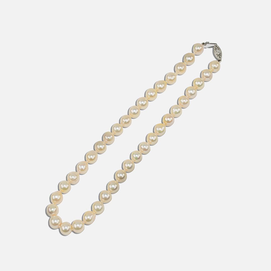 Cultured Semi-Baroque Pearl Necklace 15.5" - Image 4