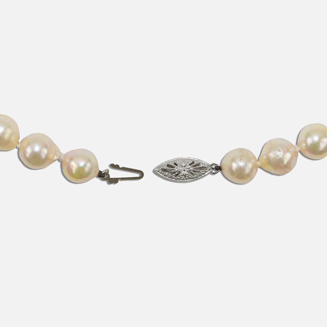 Cultured Semi-Baroque Pearl Necklace 15.5" - Image 3