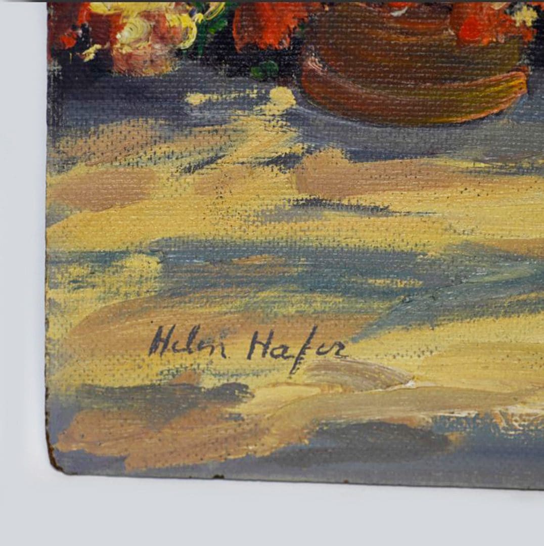 Village Scene, Oil Painting on Board, Signed Helen Hafer - Image 4