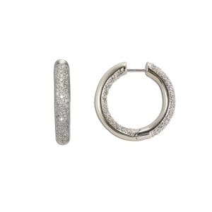 Diamond Hoop Earrings in 14K White Gold