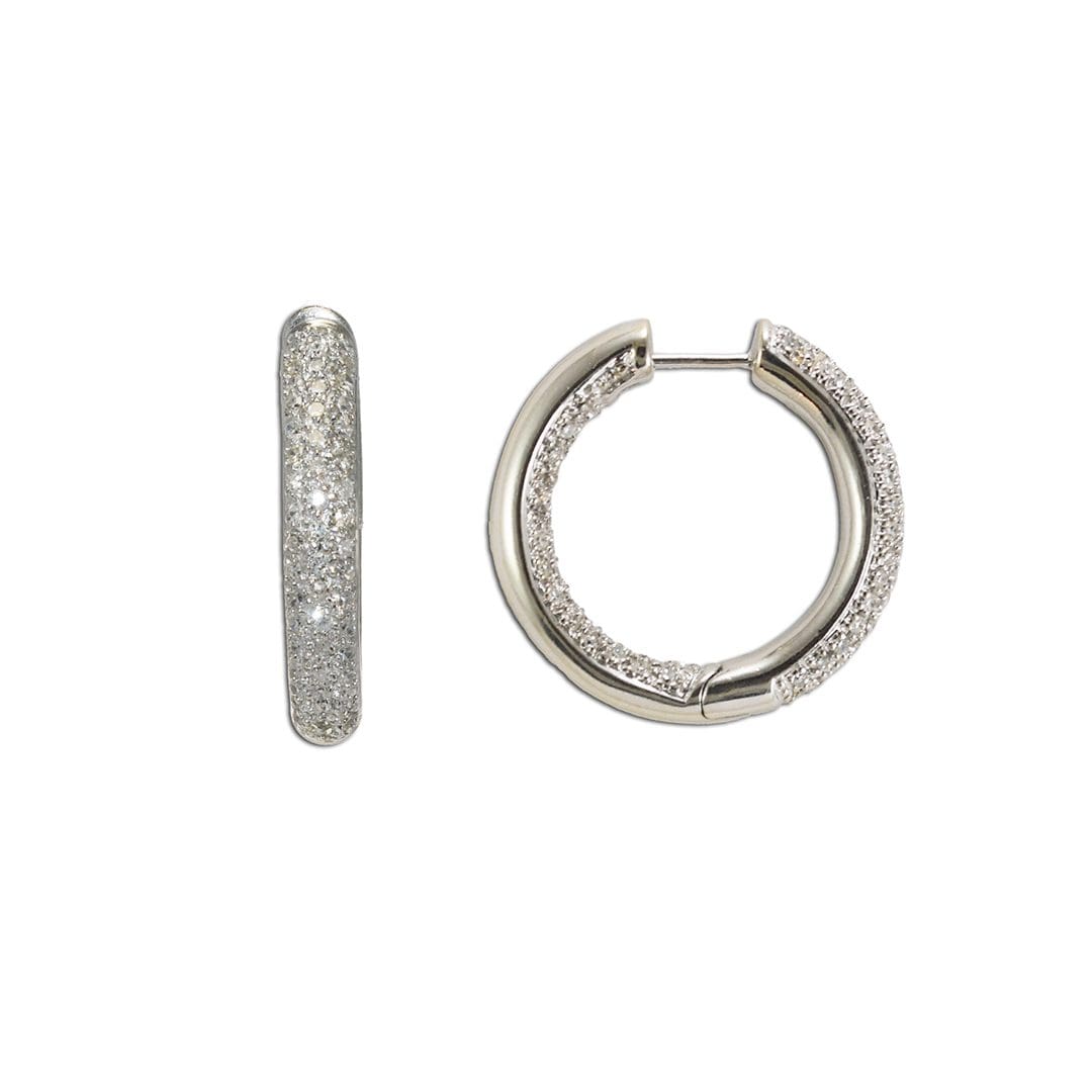 Diamond Hoop Earrings in 14K White Gold